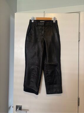 Babaton Black Cropped Leather Pants